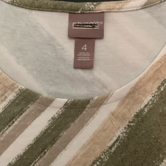 Chico's Top Women's Size 4 Boat Neck Textured Stripe Ocean Drop Liquid Knit NWT - Picture 3 of 7